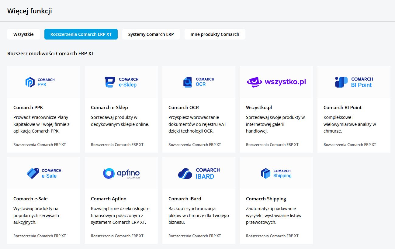 moduły dodatkowe w Comarch betterfly