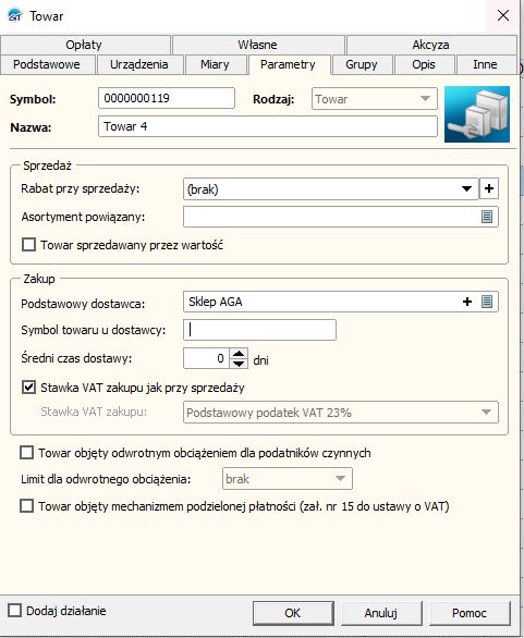 zakładka informacji o dostawcy i producencie w subiekcie gt