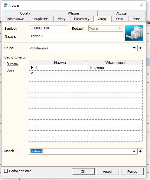 przypisanie modelu w Subiekcie GT