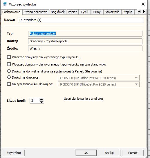 konfiguracja wzorca wydruku w subiekcie gt