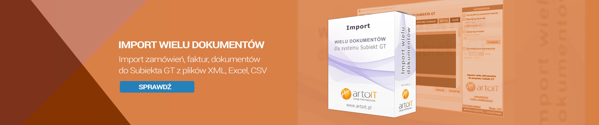 Baner importera faktur do Subiekta GT