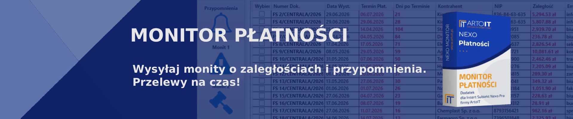 baner aplikacji do monitorowania płatności - miękka windykacja dla Subiekt nexo PRO