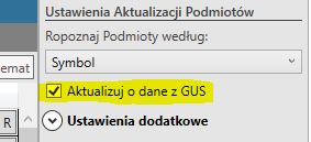 opcja automatycznego pobierania danych z bramki GUS w module importowania kontrahentów do Subiekta nexo PRO