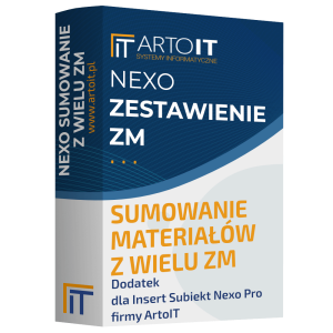 Pudełko programu do sumowania materiałów z ZM - Subiekt nexo PRO