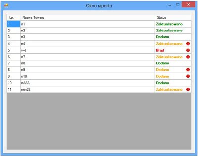 okno
            raportu programu Subiekt GT Import XLS
