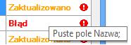 dymek opisujący problem przy dodawaniu z programu Rewizor GT Import XLS